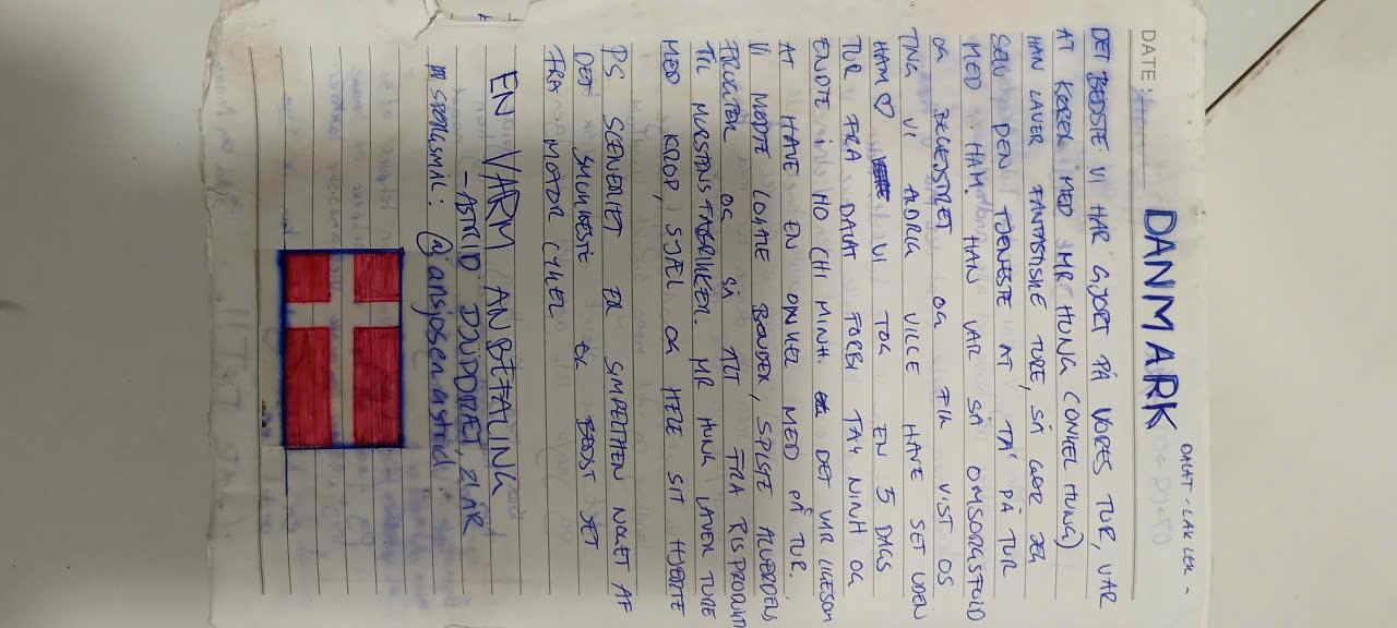 Handwritten guest book entry from a traveller who rode with Easy Rider Vietnam Loops