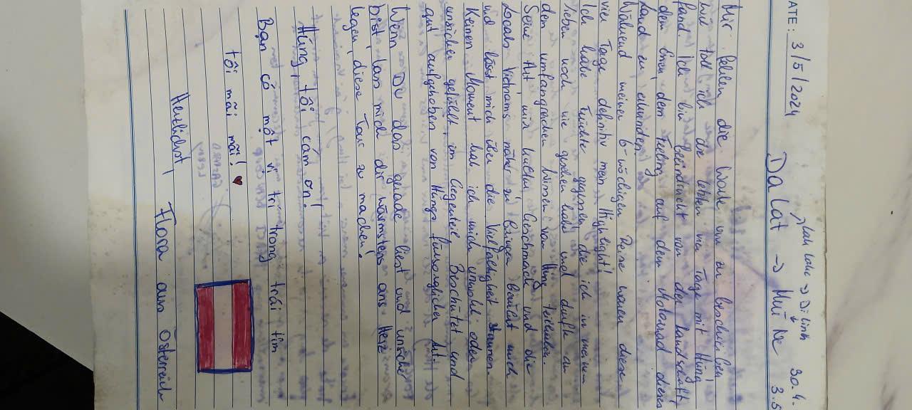 Handwritten guest book entry from a traveller who rode with Easy Rider Vietnam Loops