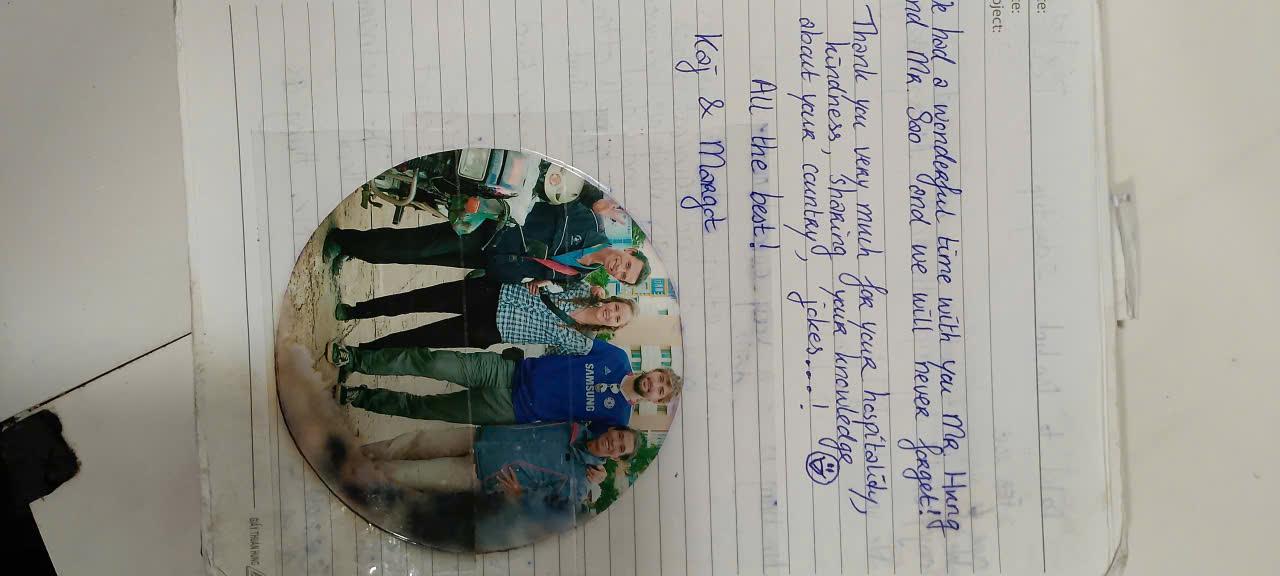 Handwritten guest book entry from a traveller who rode with Easy Rider Vietnam Loops