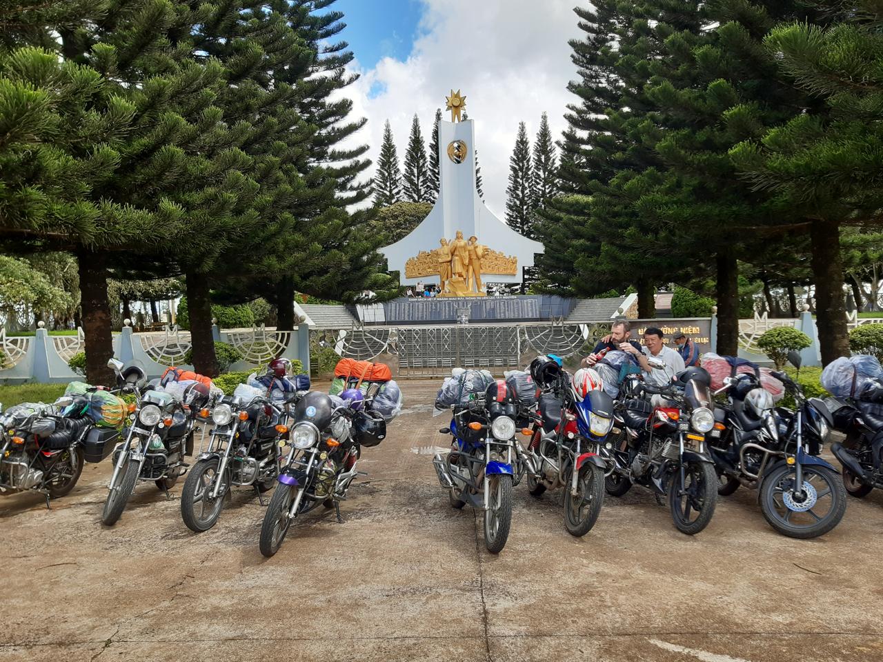 Easy Rider guides with their motorbikes in Dalat